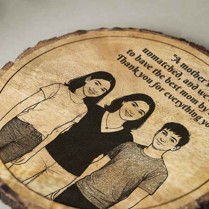 Gifthue Handcrafted Mango Wood Brown Plaque with Stand Gift Set | 8 inches