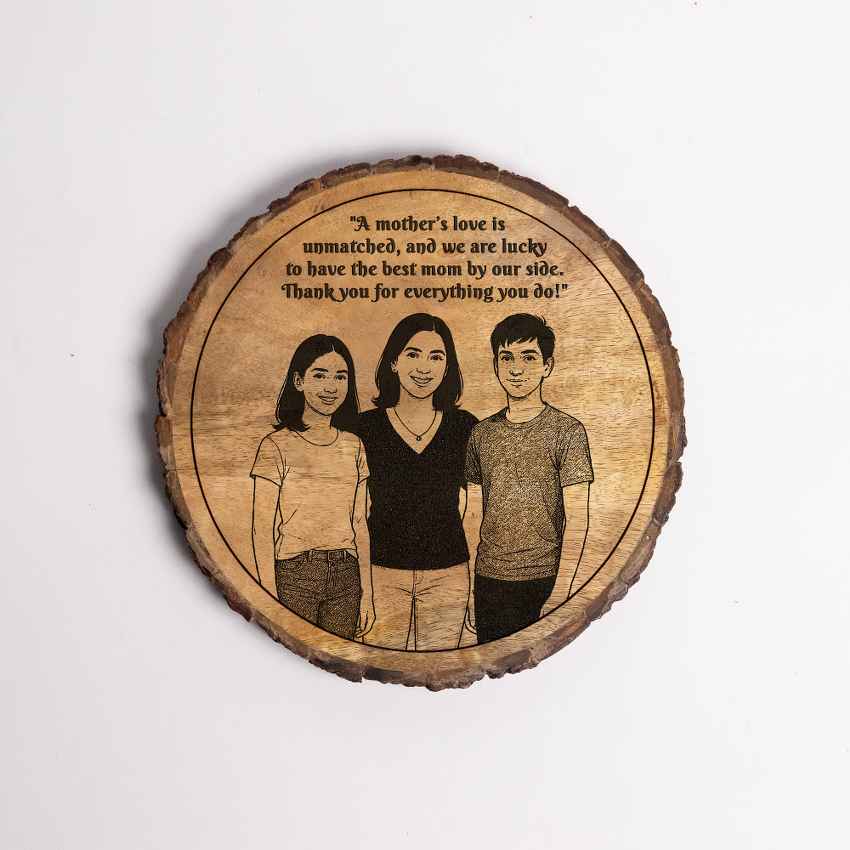 Gifthue Handcrafted Mango Wood Brown Plaque with Stand Gift Set | 8 inches