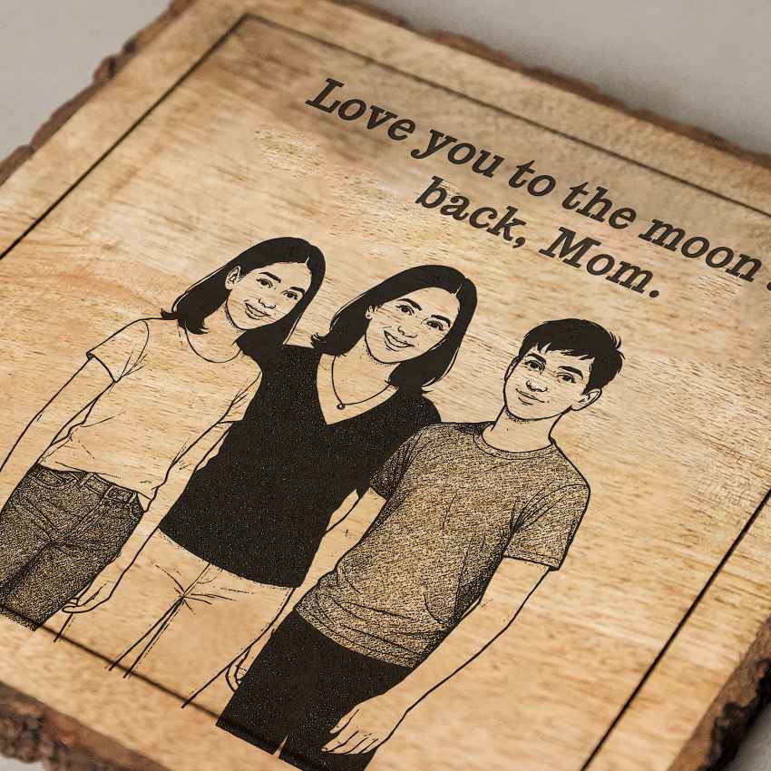 Momwoven Handcrafted Mango Wood Brown Plaque with Stand Gift Set | 8 x 8 inches