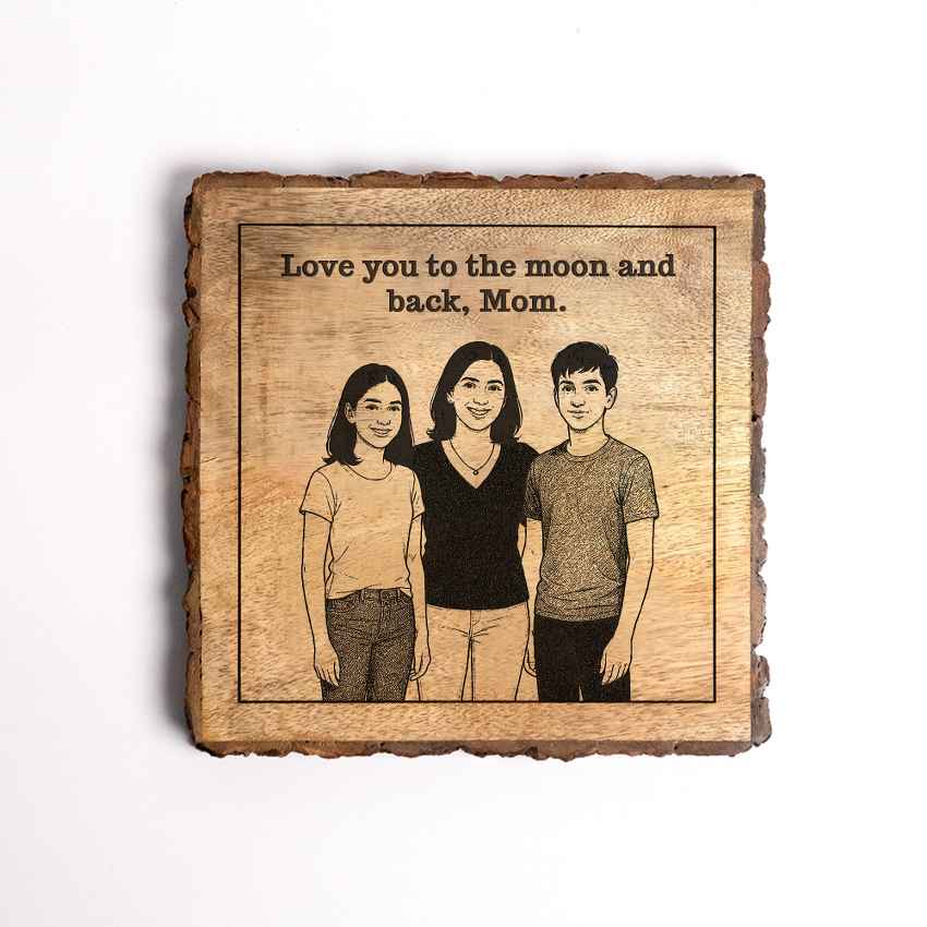 Momwoven Handcrafted Mango Wood Brown Plaque with Stand Gift Set | 8 x 8 inches