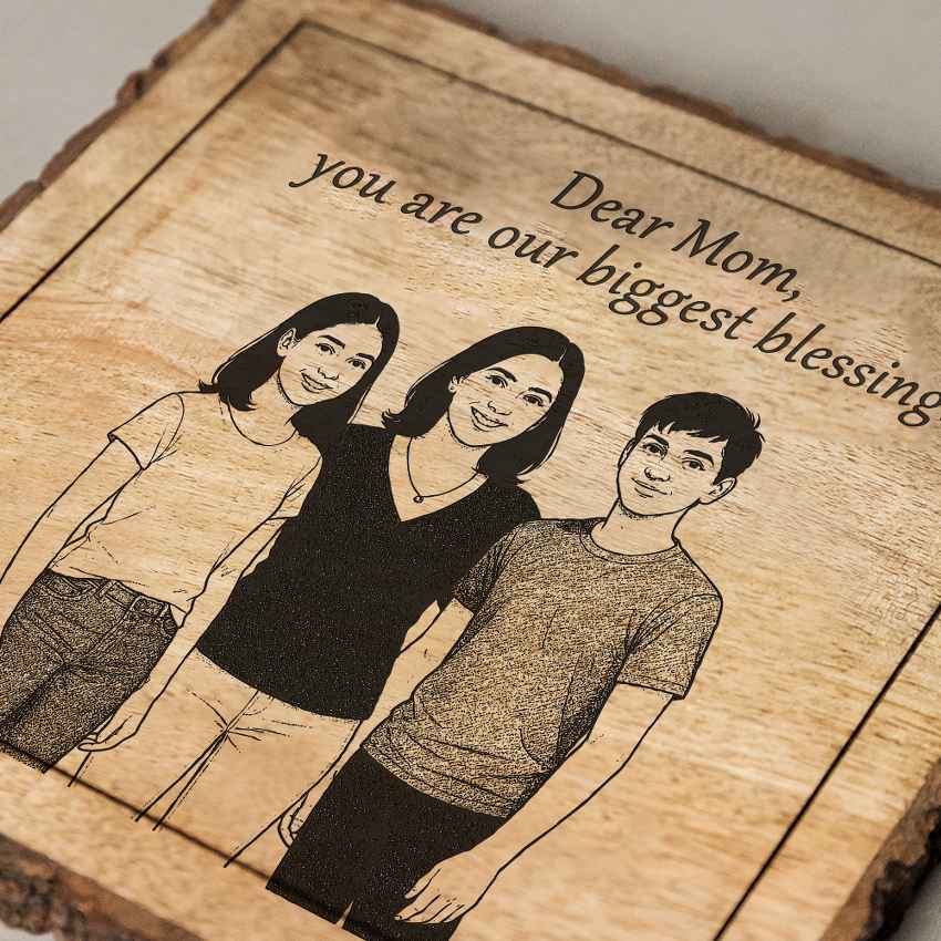 Bloomroot Handcrafted Mango Wood Brown Plaque with Stand Gift Set | 8 x 8 inches