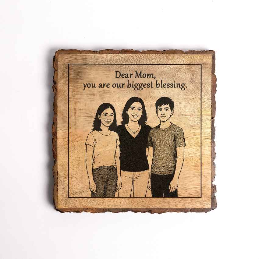 Bloomroot Handcrafted Mango Wood Brown Plaque with Stand Gift Set | 8 x 8 inches