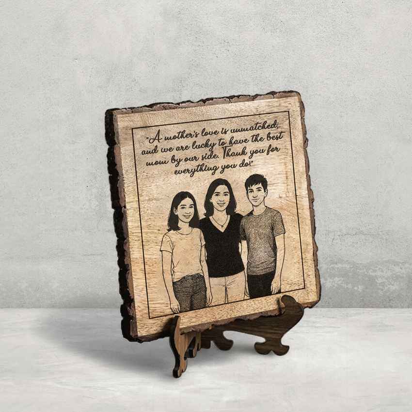 Naturema Handcrafted Mango Wood Brown Plaque with Stand Gift Set | 8 x 8 inches