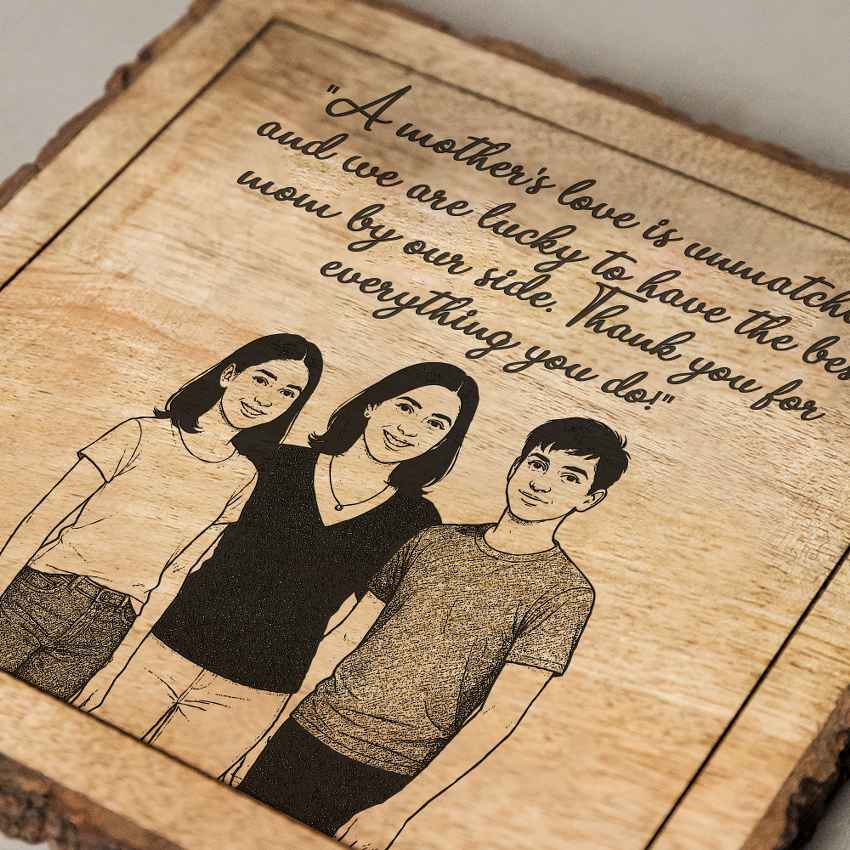 Naturema Handcrafted Mango Wood Brown Plaque with Stand Gift Set | 8 x 8 inches