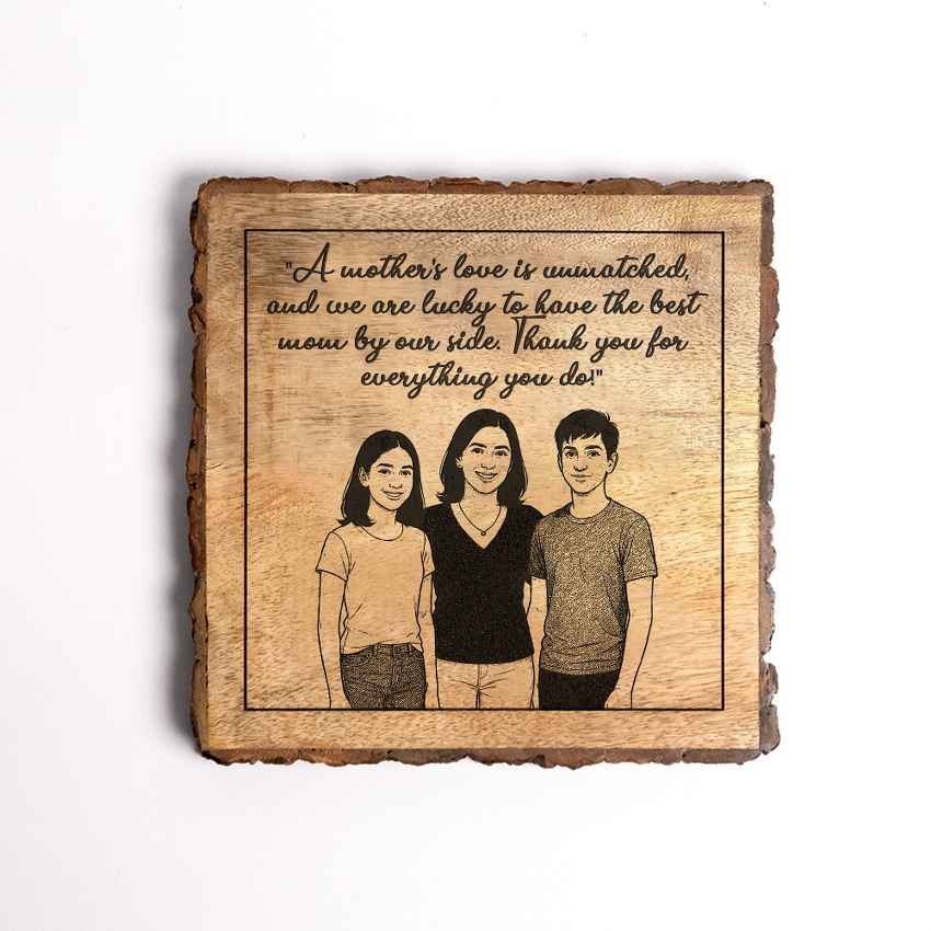 Naturema Handcrafted Mango Wood Brown Plaque with Stand Gift Set | 8 x 8 inches