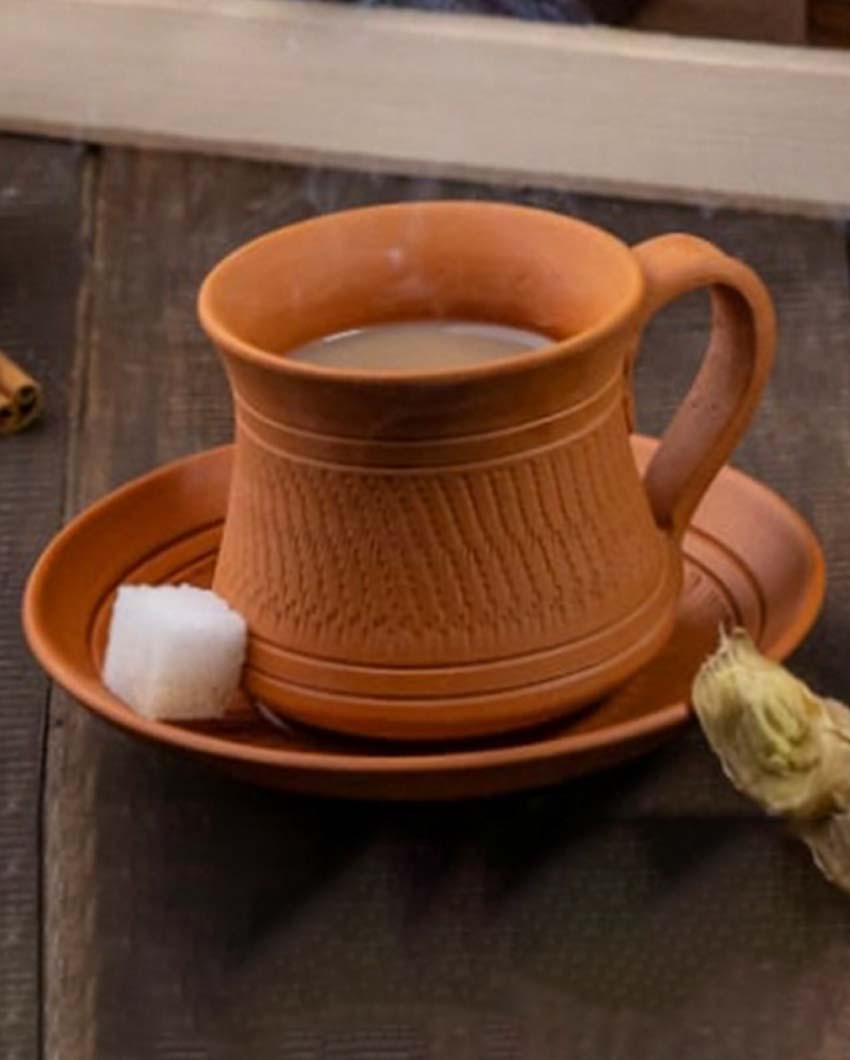 Terracotta Royal Tea Cups with Saucers | 12 Pieces