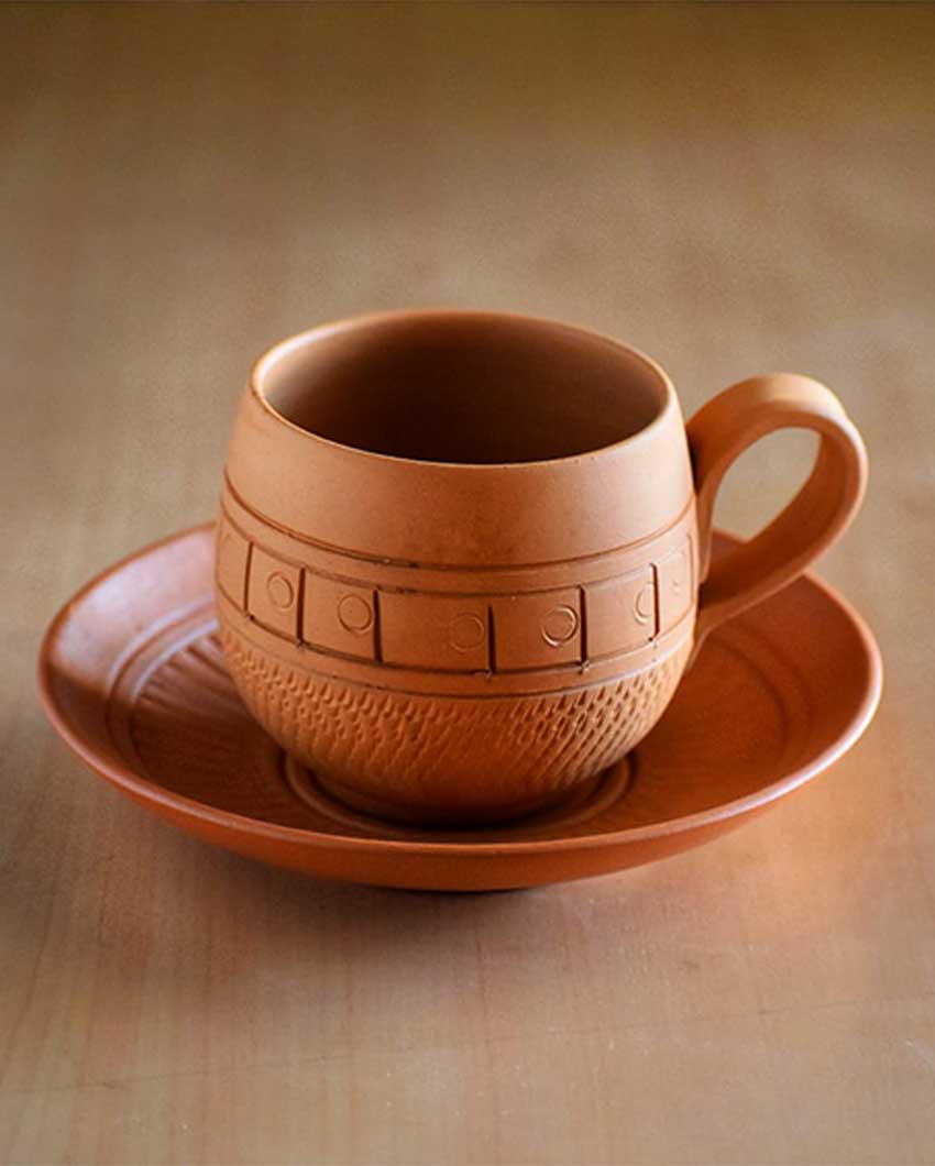Terracotta Maharaja Tea Cups with Saucers | 12 Pieces
