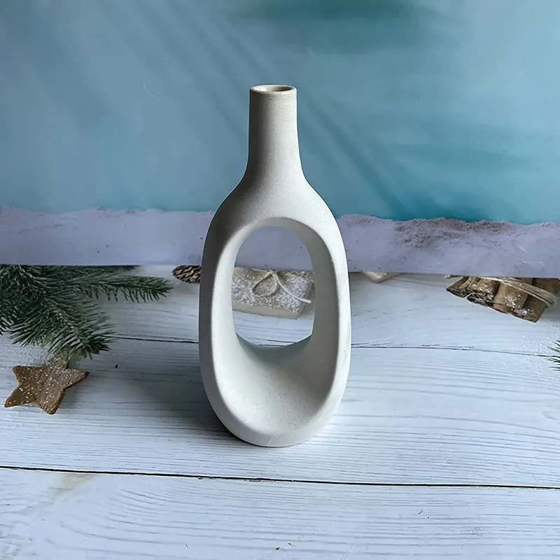 Modern Ceremic Vases Combo | Set of 2 | 8.5 Inches & 6.5 Inches White