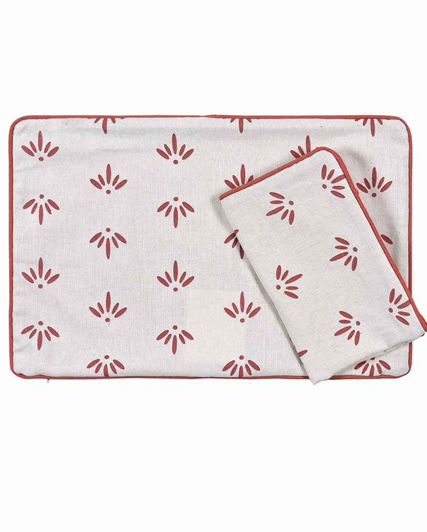 Nature Printed Lumbar Cotton Cushion Cover | Set Of 2 | 20 X 12 Inches