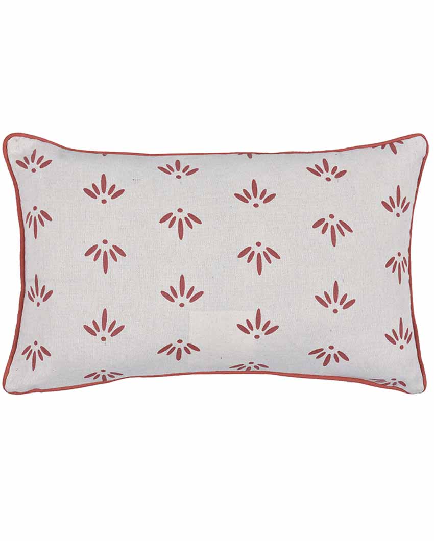Nature Printed Lumbar Cotton Cushion Cover | Set Of 2 | 20 X 12 Inches