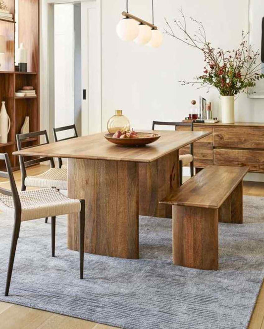 Morgan Mango Wood Dining Table With 2 Benches