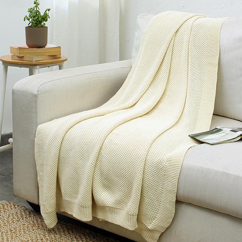 Fresh Vibrant Knitted Cotton Throw | 56 x 90 inches