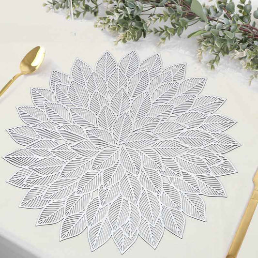 Lotus Grey Metallic Dining Table Placemats |16 Inches | Set of 2 Default Title