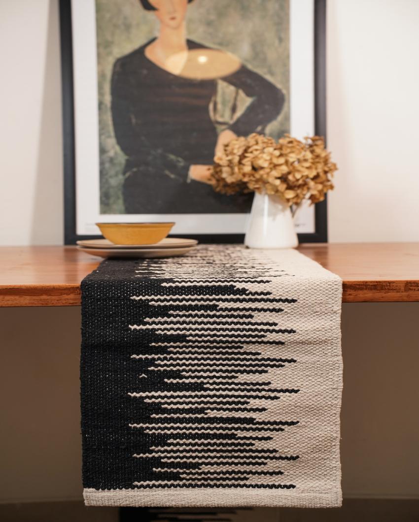 Monochromic Rhythm Cotton Table Runner | 78 x 13 inches