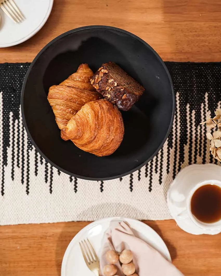 Monochromic Rhythm Cotton Table Runner | 78 x 13 inches