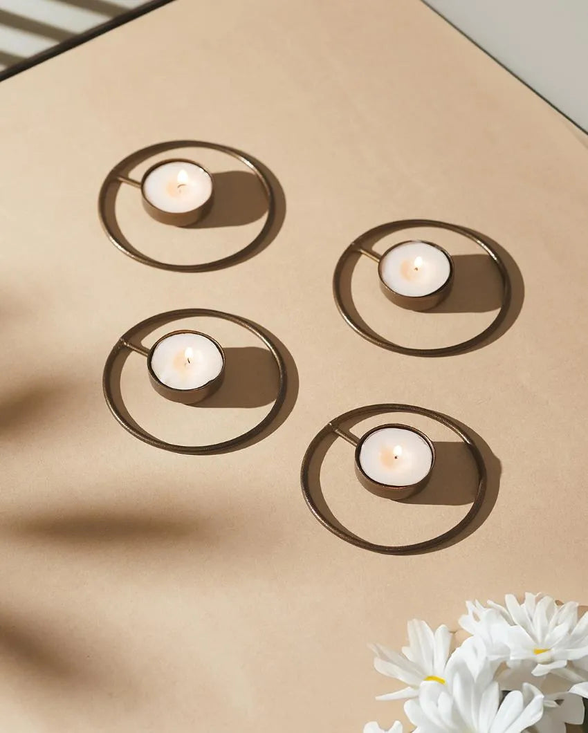Rustic Radiance Tea Light Candle Holders | Set Of 4 | 4 x 2 inches