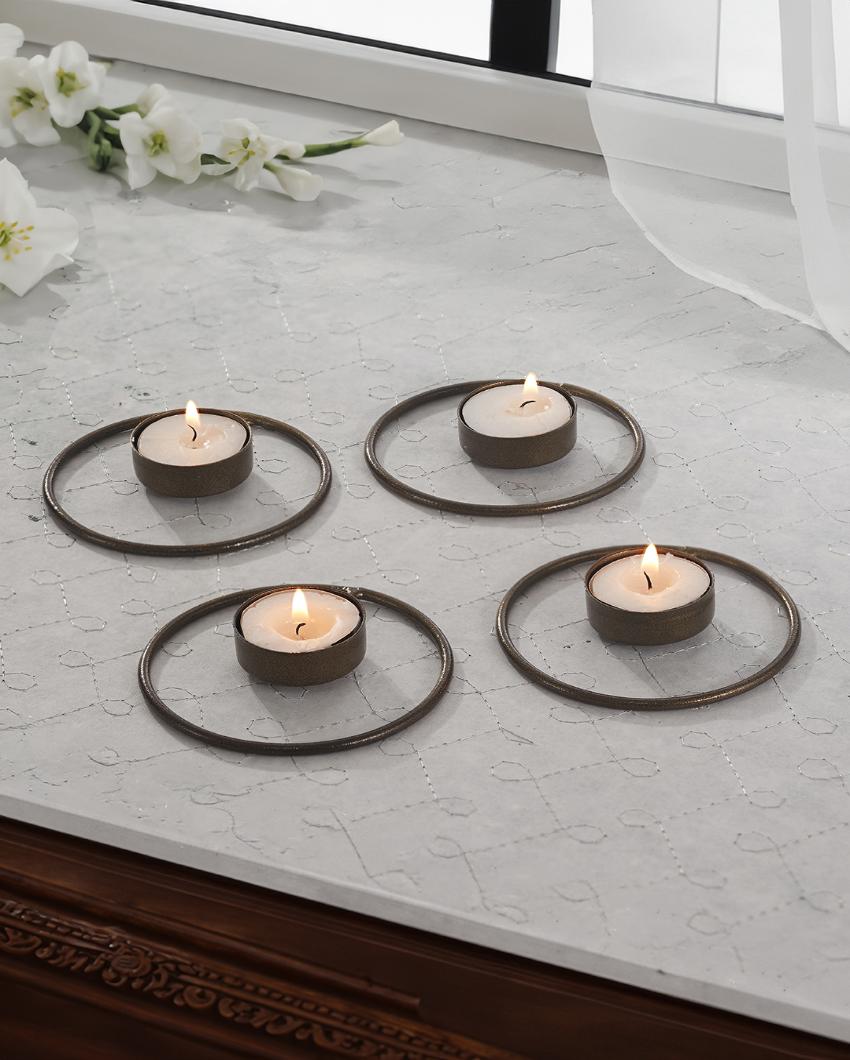 Rustic Radiance Tea Light Candle Holders | Set Of 4 | 4 x 2 inches