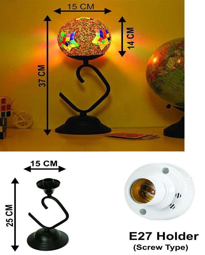Clean Indoor Multicolor Glass Shade Table lamp | 6 x 15 inches