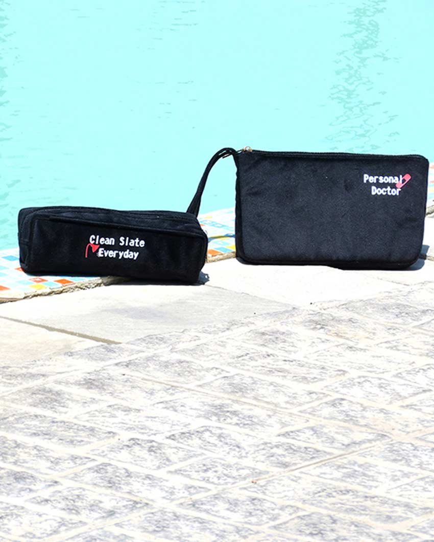 Stylish Black Currant Travel Pouches | Set Of 4