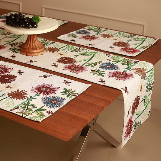 a Floral Jacquard Table Runner & Placemat | Set Of 7 Default Title
