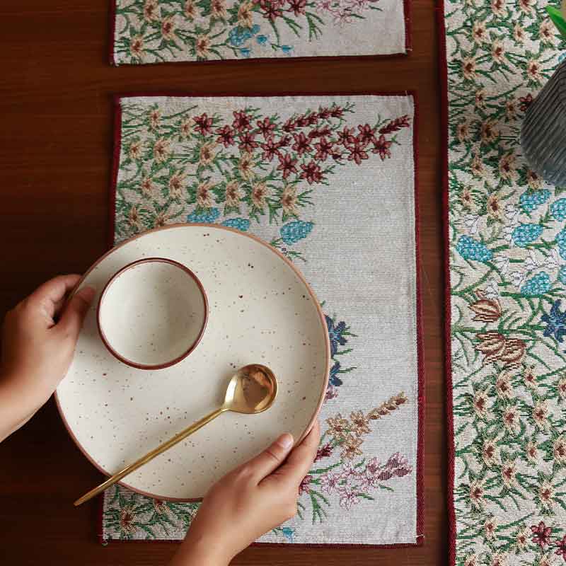 Floral Symphony Cotton Table Runner & Placemats Set