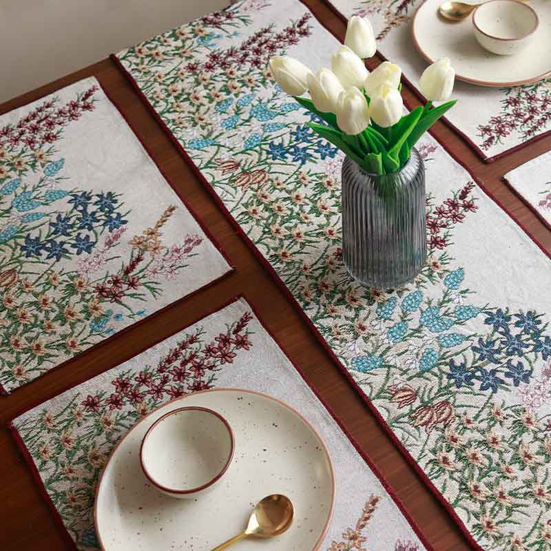 Floral Symphony Cotton Table Runner & Placemats Set