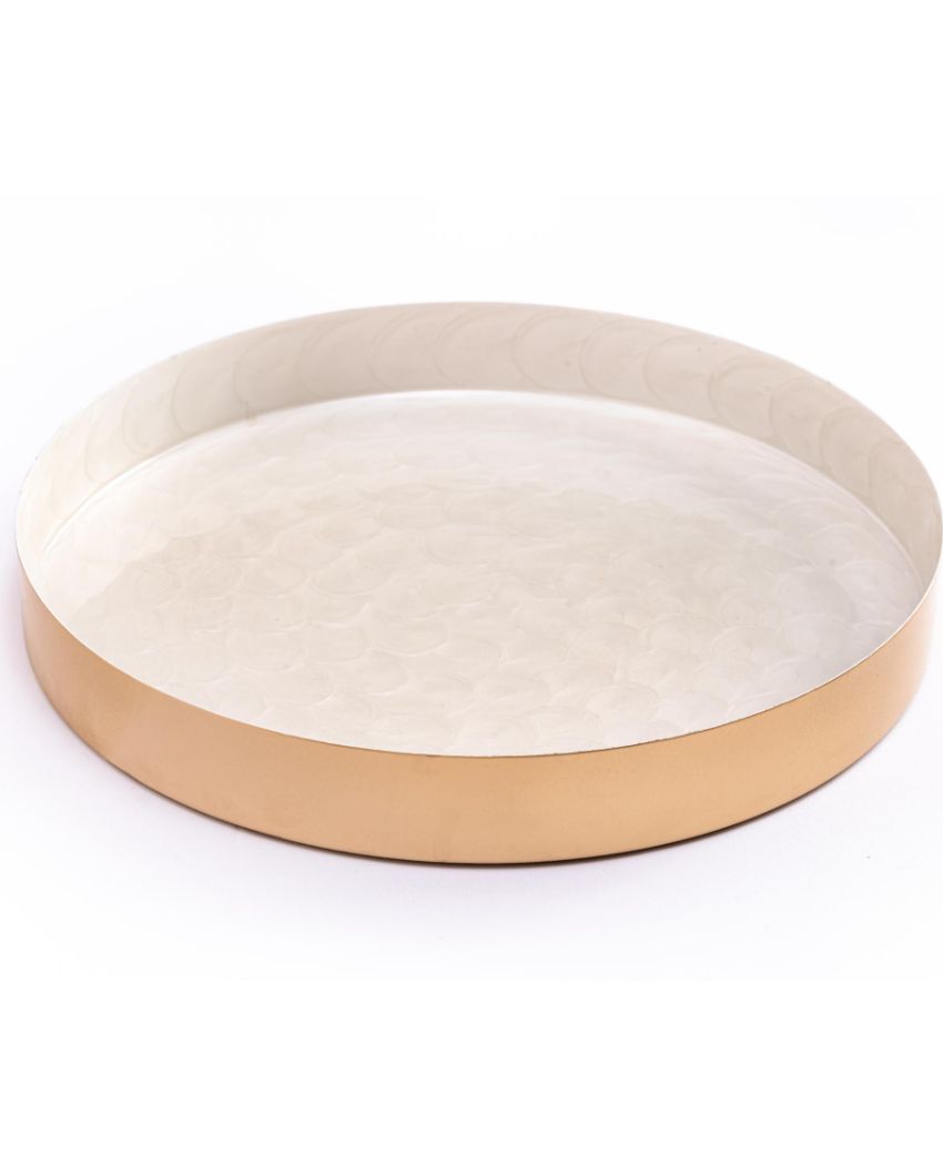 Round Shell Metal Tray White