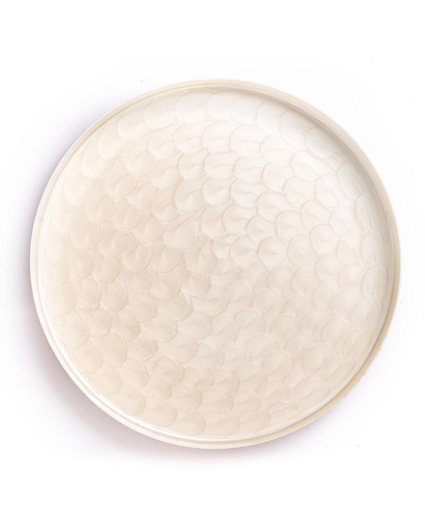 Round Shell Metal Tray White