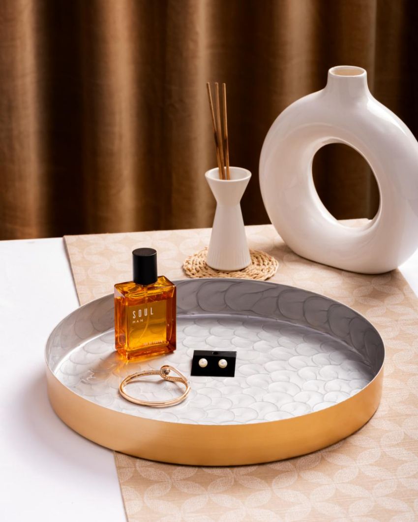 Round Shell Metal Tray Grey