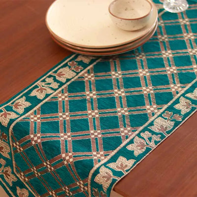 Blue Chennile Lasercut Table Runner Default Title