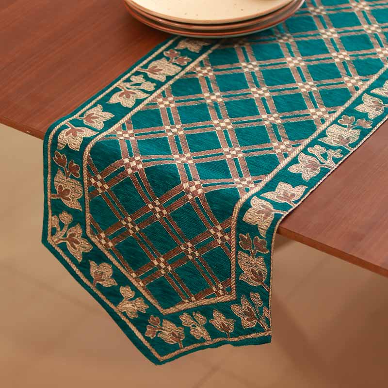 Blue Chennile Lasercut Table Runner Default Title