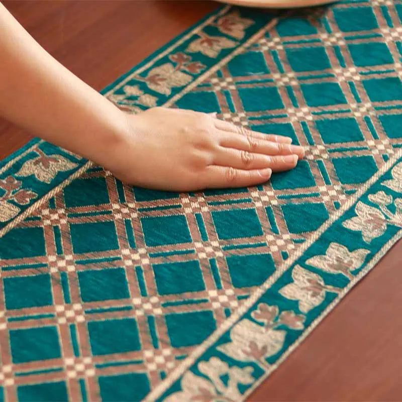 Blue Chennile Lasercut Table Runner Default Title