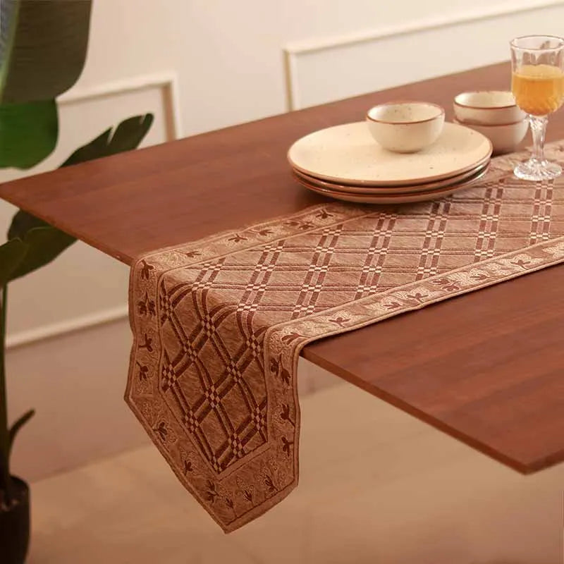 Brown Chennile Lasercut Table Runner Default Title