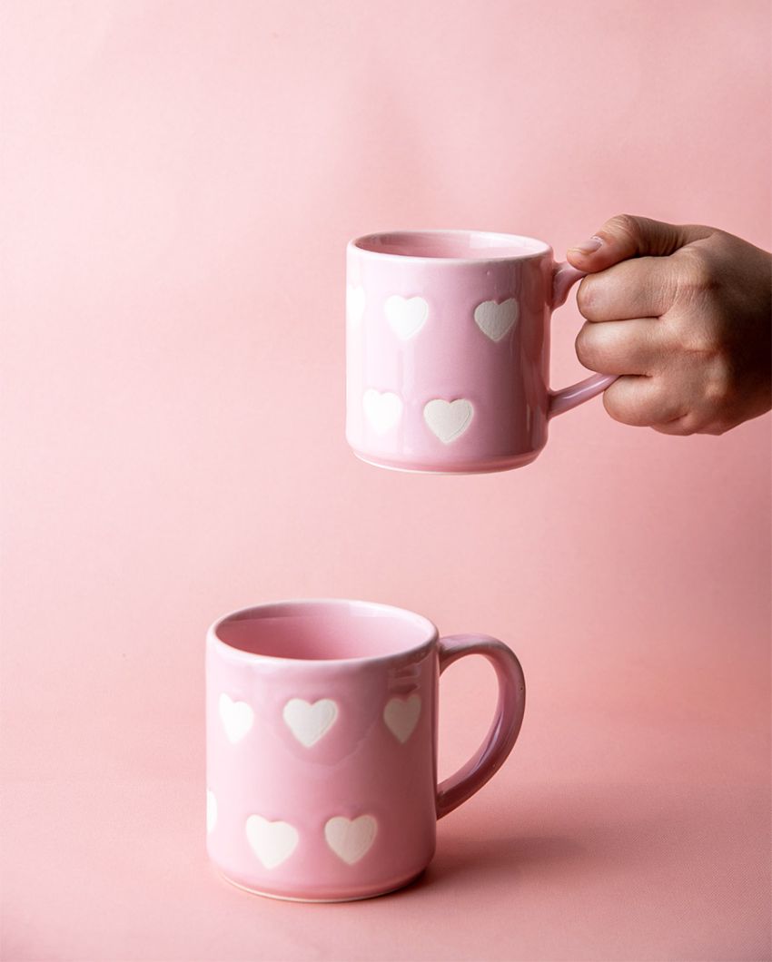 Red Heart Stoneware Mugs | Set Of 2