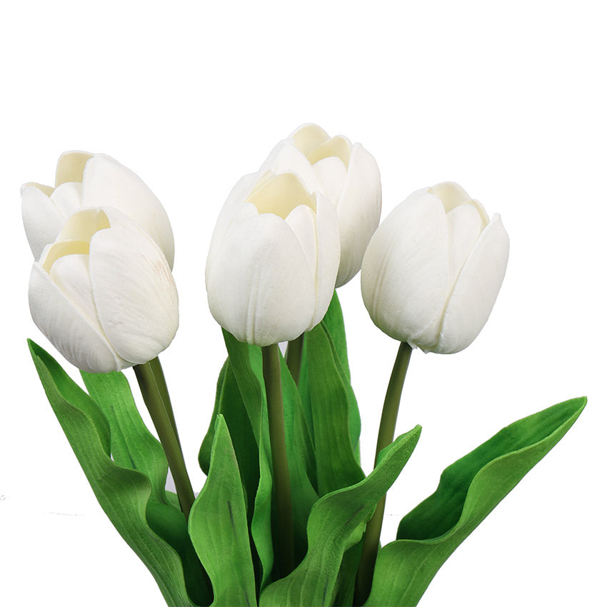 Charming Artificial Tulip Flower Sticks Without Vase | Set of 5 | 1.6 feet