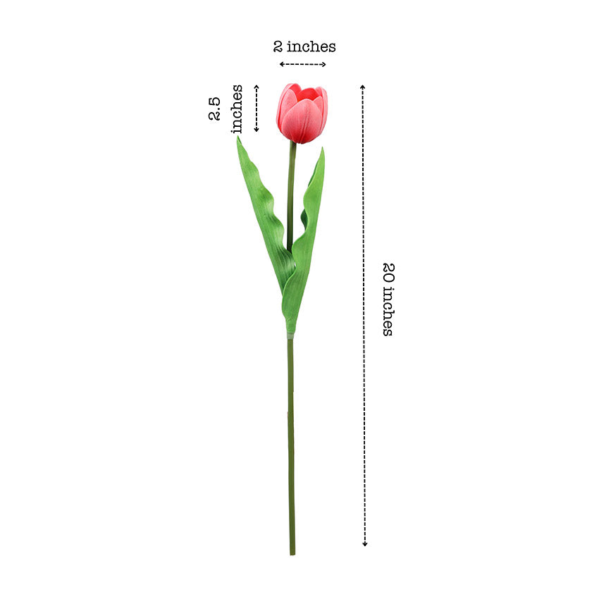 Charming Artificial Tulip Flower Sticks Without Vase | Set of 5 | 1.6 feet