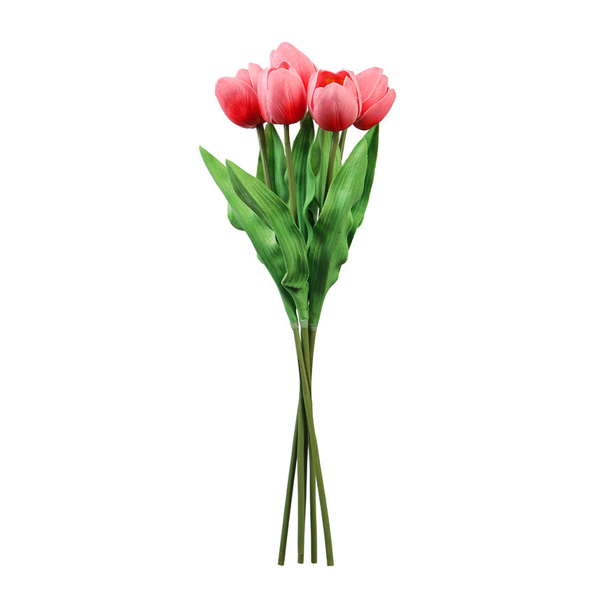 Charming Artificial Tulip Flower Sticks Without Vase | Set of 5 | 1.6 feet