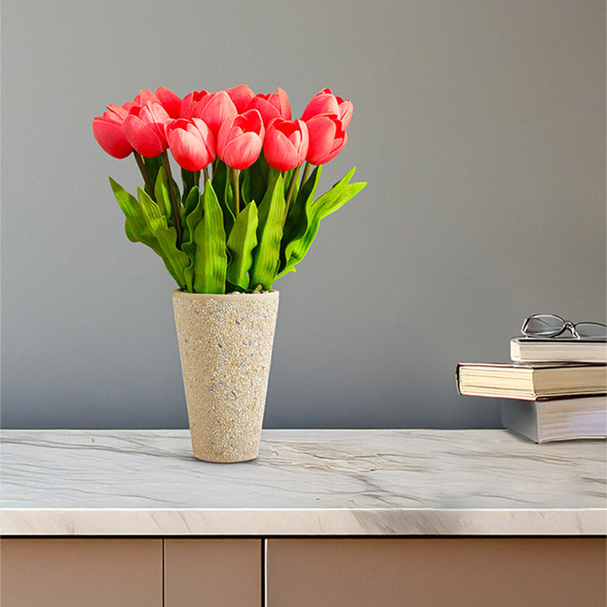 Charming Artificial Tulip Flower Sticks Without Vase | Set of 5 | 1.6 feet