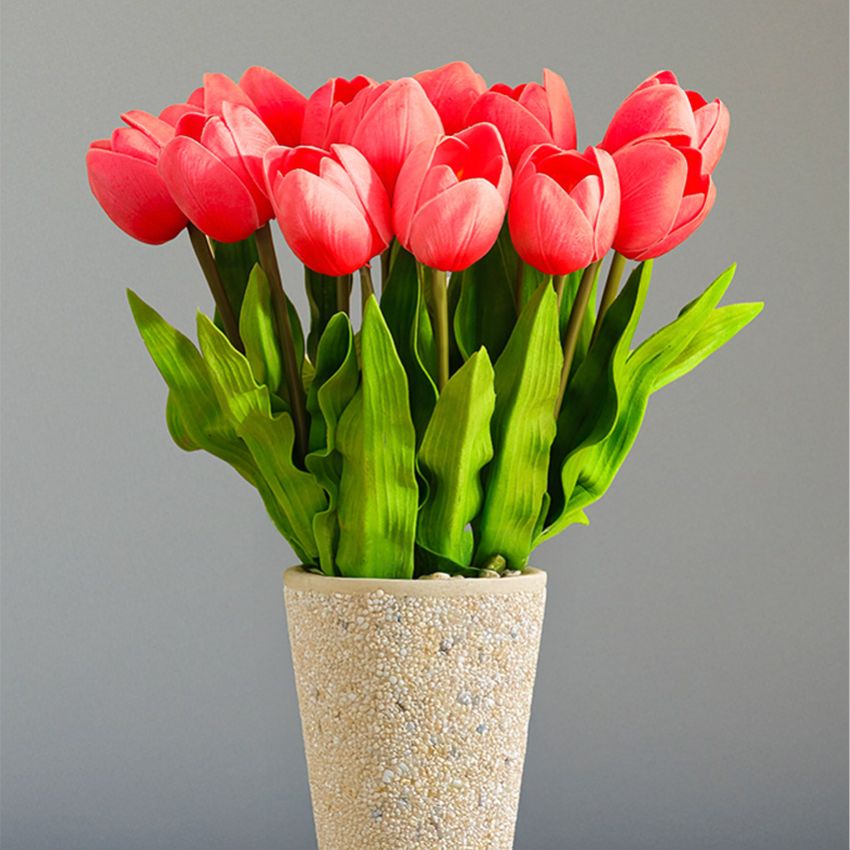 Charming Artificial Tulip Flower Sticks Without Vase | Set of 5 | 1.6 feet
