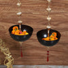 Hanging Bowl Urli With Beads | Set Of 2 Black