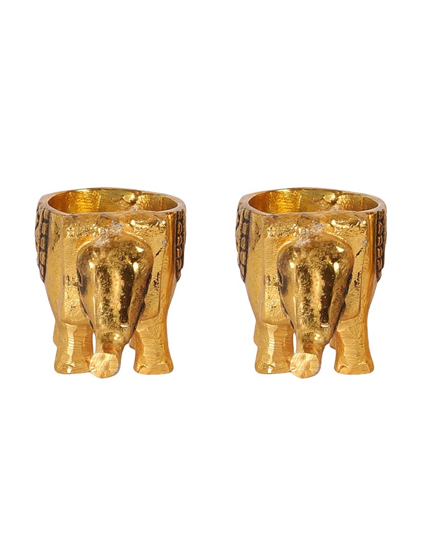 Aluminium Elephant Tealight Holders | Set Of 2 | 3 x 3 x 5 inches