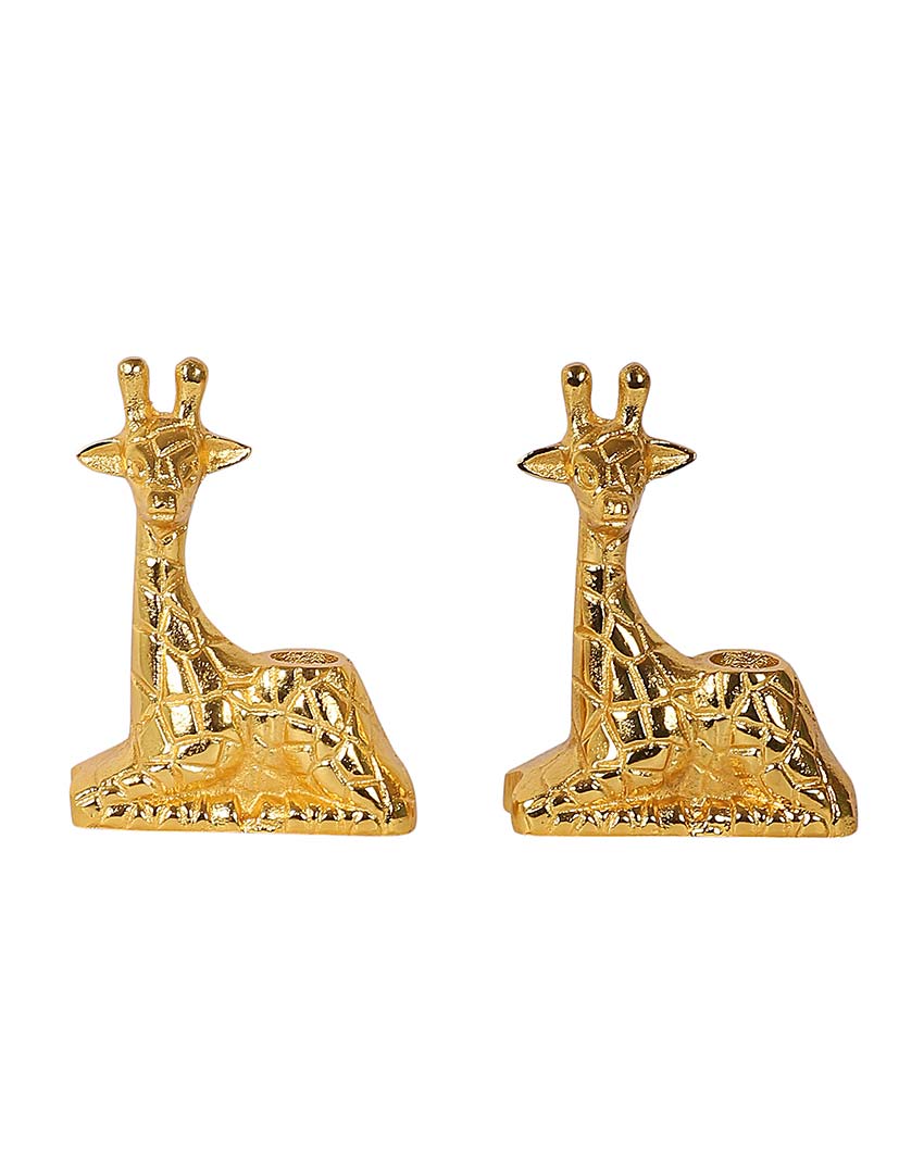Aluminium Giraffe Candle Stands | Set Of 2 | 4 x 3 x 5 inches