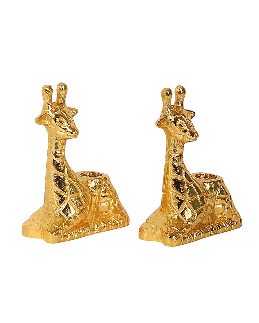 Aluminium Giraffe Candle Stands | Set Of 2 | 4 x 3 x 5 inches