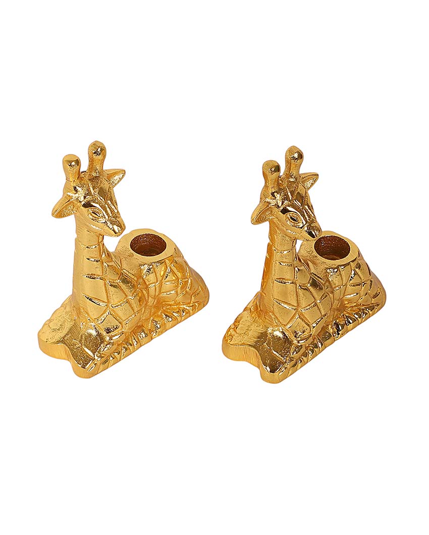 Aluminium Giraffe Candle Stands | Set Of 2 | 4 x 3 x 5 inches