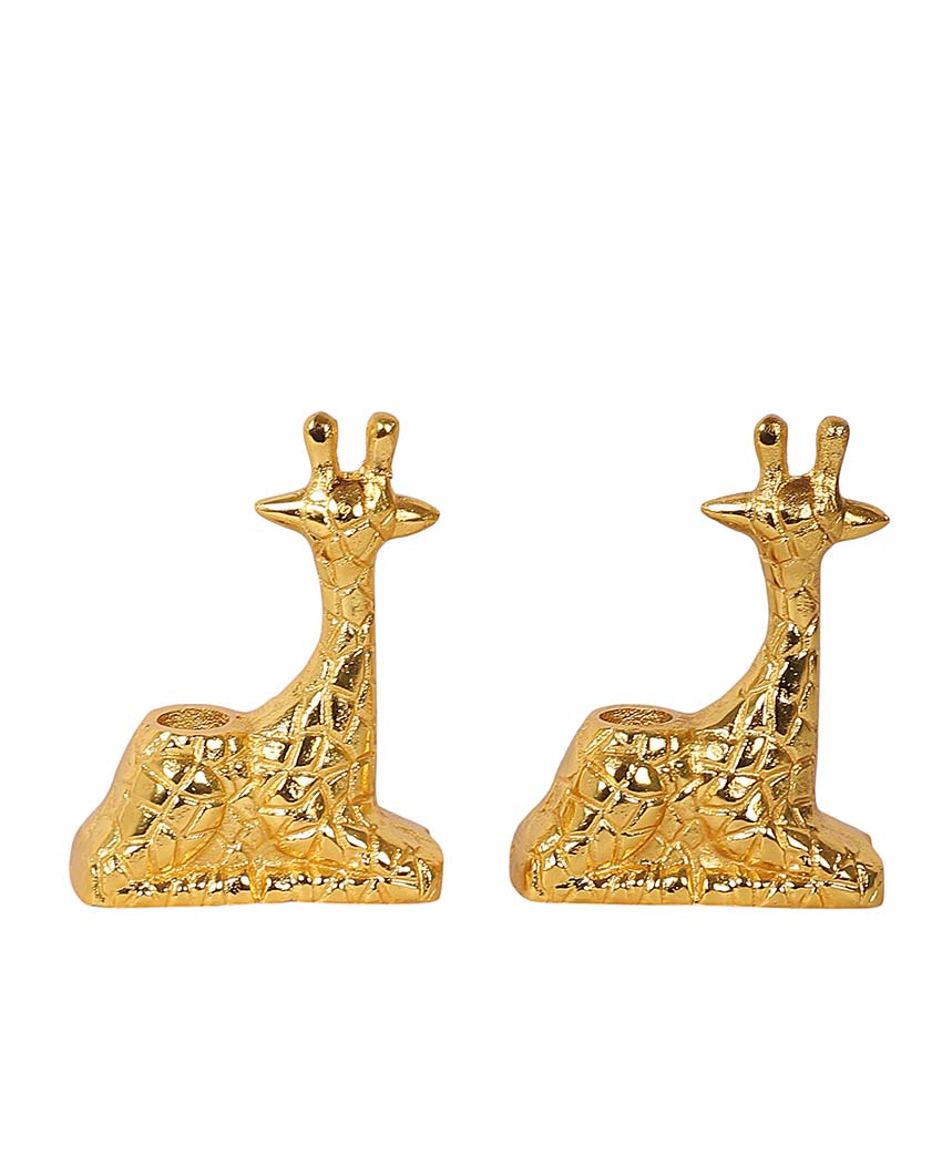 Aluminium Giraffe Candle Stands | Set Of 2 | 4 x 3 x 5 inches