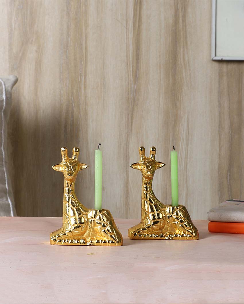 Aluminium Giraffe Candle Stands | Set Of 2 | 4 x 3 x 5 inches