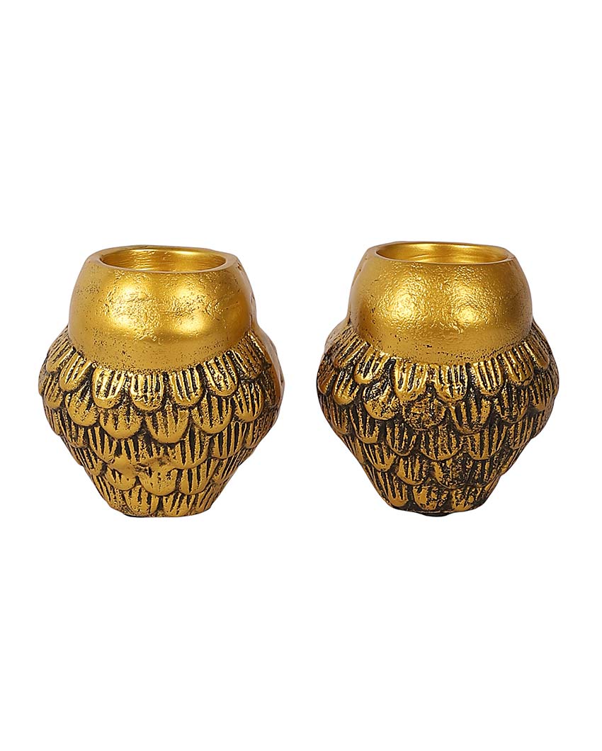 Aluminium Owl Tealight Holder Set Of 2 | 4 x 5 inches