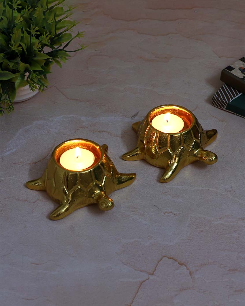 Aluminium Turtle Tealight Holders | Set Of 2 | 4 x 4 x 3 inches