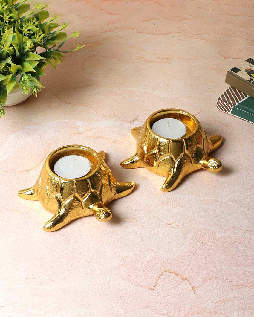 Aluminium Turtle Tealight Holders | Set Of 2 | 4 x 4 x 3 inches