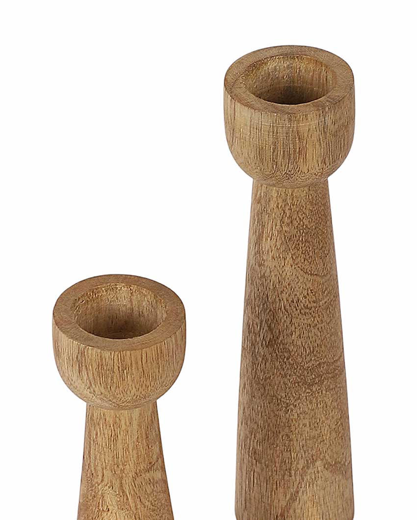 Mango Wood Long Candle Stands | Set Of 2